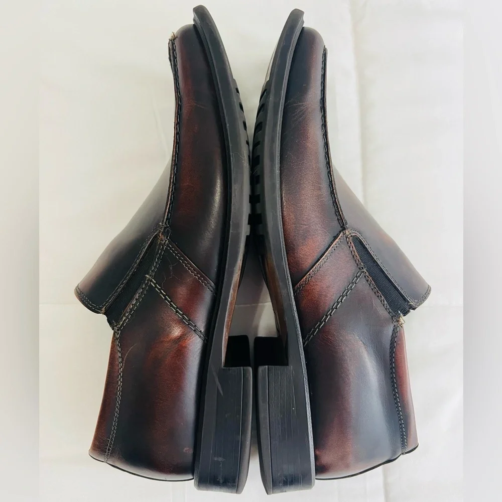 VENTURINI FOR MEN DARK BROWN LEATHER SLIP‎ ON DRESS LOAFERS SIZE 9